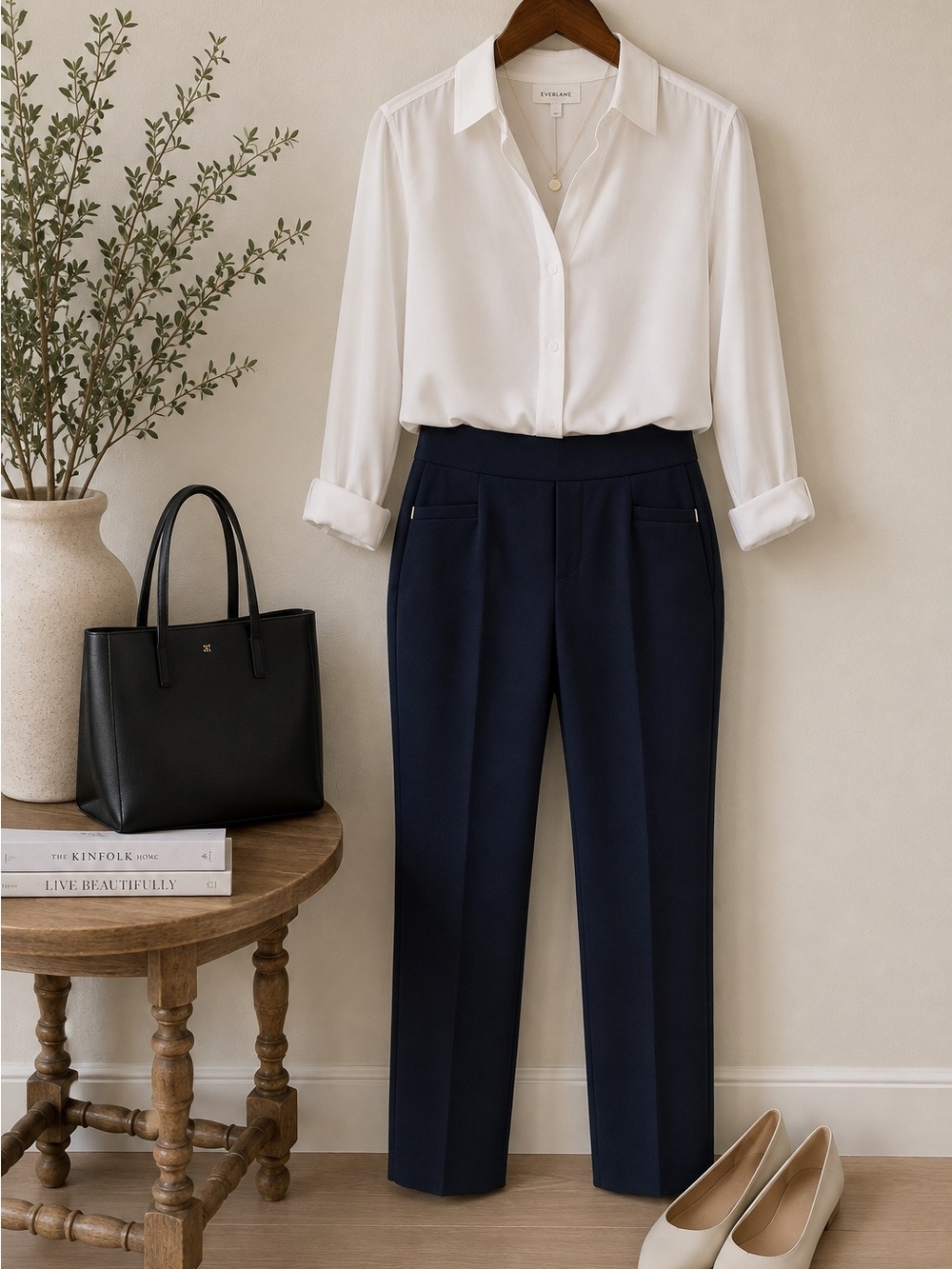 Cato Navy Pull-On Dress Pants Career Office Stretch M/P | Slim Ankle